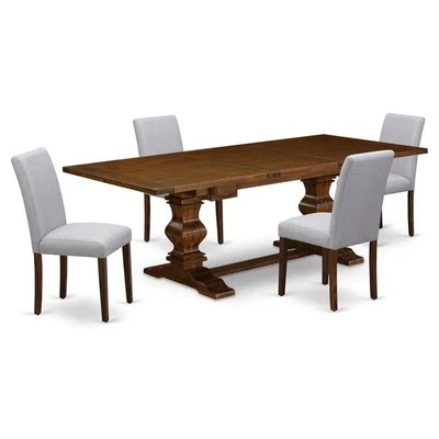 East West Furniture Lassale 5-piece Wood Dining Set in Walnut/Gray - Image 1 of 4