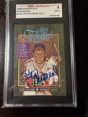 1988 Donruss Best Stan Musial Auto SGC Authentic St. Louis Cardinals  - Image 1 of 2
