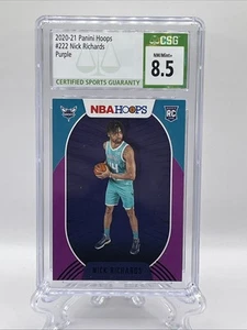 Panini NBA Hoops Purple Nick Richards #222 RC 2020-21 Charlotte Hornets CSG 8,5 - Imagen 1 de 4