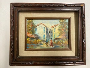 Cornice quadro olio vintage firmata dall'artista Pierre Small 11"x9" - Foto 1 di 12