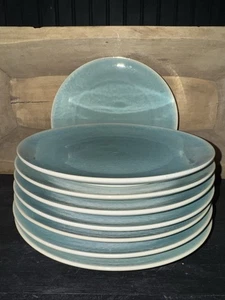 West Elm Light Blue Organic Crackled 11 1/2” Dinner Plate (8) - Picture 1 of 3