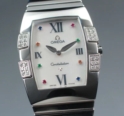 Omega Constellation Quadrella 1586.79 MOP Diamante QZ Damas Reloj Caja Tarjeta  Foto 1 de 4