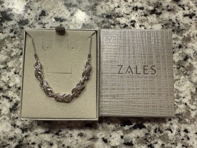 New ZALE'S Jewelers Diamond Accent Double Infinity Sterling Silver BOLO Bracelet - Image 1 of 4