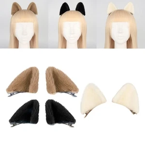 1 Pair Cosplay Plush Cat Ears Hair Clips Animal Hair Accessories Kitten Ears - Picture 1 of 15