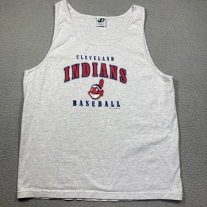 Vintage Indians Tank Top Erwachsene XL hellgrau 2003 MLB Baseball Chief Wahoo - Bild 1 von 10