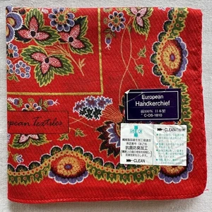 Handkerchief VTG Red Cotton Floral Pattern Flourish Oriental Ethnic Art Hanky 17 - Picture 1 of 3