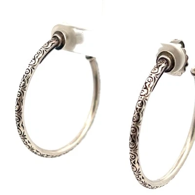 Konstantino Engraved Filigree Scroll Hoop Earrings Sterling Silver - Image 1 of 4