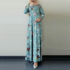 Women Muslim Casual Abaya Long Sleeve Maxi Dress Kaftan Dubai Party Islamic Gown - Picture 1 of 9