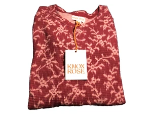 NWT Long Sleeve Women’s Knit Thermal Top Knox Rose Large Burgundy Print - Picture 1 of 3