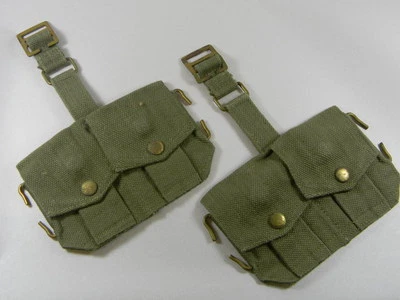 SUPER DEAL! BELGIAN ARMY SET OF 2 ENFIELD DUAL CANVAS  POUCHES O.D COLOR - Image 1 of 3