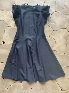 Vestido para mujer Chaps talla 6 denim oscuro manga con volantes hasta la rodilla espalda cremallera - Imagen 1 de 6