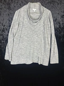 J. Jill Long Sleeve Sweater Women's S Grey Asymmetric Cowl Neck Pure Jill - Picture 1 of 6