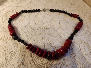 Antique Natural Undyed Red Ox Blood Coral Beads & Blk Coral Necklace 173 gr #115 - Picture 1 of 20