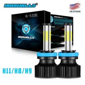 6-side H11 H9 H8 LED Headlight Bulbs Low Beam Bright For GMC Acadia 2007-2012 - Picture 1 of 12