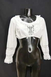 Gr.44 Dirndlbluse weiß Bluse für Dirndl Baumwolle mit Spitze B11553 - Bild 1 von 4