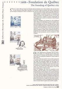Document Philatélique 1er Jour : 12- 2008 -  Fondation de Québec Canada - Imagen 1 de 1