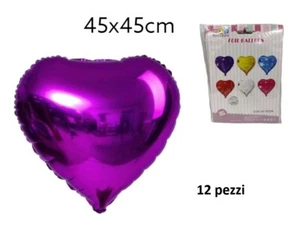 Set 12 Pezzi Palloncini Foil Balloon A Forma Di Cuore 45x45cm Fucsia bal - Foto 1 di 1