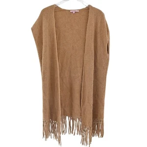 CALYPSO St Barth Knit Poncho Sz XS Wool Alpaca Rabbit Hair Ribbed Fringe Western - Picture 1 of 13