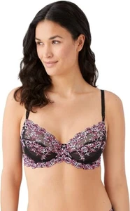 WACOAL 40D #65191 FULL FIGURE EMBRACE LACE U/W BRA, blk/berry, NWT $58 - Picture 1 of 6