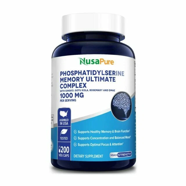 NusaPure Phosphatidylserine Memory Ultimate Complex 1000mg Per Serving 200 Vegetarian Capsule