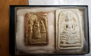 2 OLD THAILAND BUDDHIST TEMPLE AMULETS - Picture 1 of 5