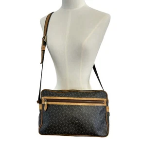 WHY vintage brown logo crossbody bag purse - Picture 1 of 17