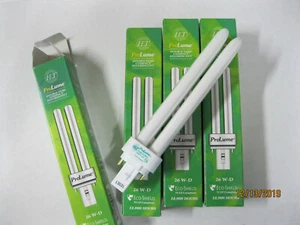 (4) 26 watt 2700K 2 pin CFL 26W-D ProLume Double Tube Compact fluorescent New - Picture 1 of 3