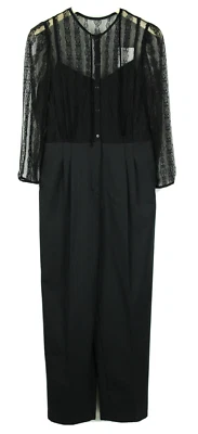 SANDRO Jumpsuit Damen (EU) 42 Wollmischung Falten Spitze Schwarz - Bild 1 von 4