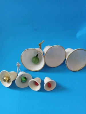 Lot of 7 Vintage Sugar Bells  Mercury Glass  Berry Clapper Chenille Stems Japan - Image 1 of 4