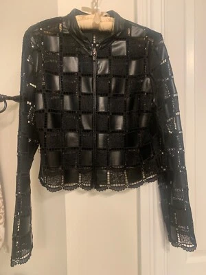 Zelda Stylish Faux Leather and Lace Crop Jacket size Medium - Image 1 of 4