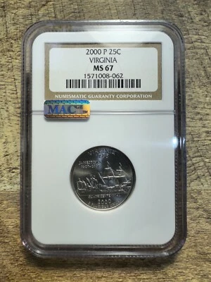 2000-P Washington State Quarter 25C *VIRGINIA* NGC MS67 MAC - Image 1 of 2