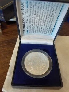 2000 Millennium $20 Dollar Rep. of Liberia 1 oz 0.999 Silver W/original Box - Picture 1 of 3