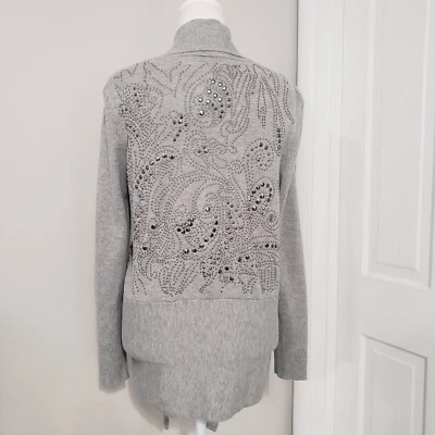 Cárdigan Artístico Alberto Makali Mujer MEDIANO Boho Tachuelas Acanalado Asimétrico Oficina Foto 1 de 4