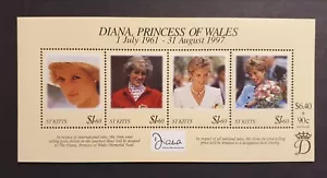St Kitts stamps 1997 mini sheet Princess Diana MNH - Picture 1 of 2
