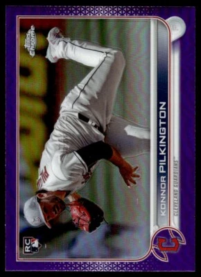 2022 Topps Chrome Update PURPLE REFRACTOR Konnor Pilkington Rookie Cleveland - Image 1 of 2