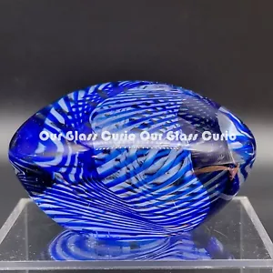 Signed Art Glass Blue Paperweight Hand Blown Infinity Art Scott Hartley Vertigo - Picture 1 of 13