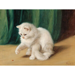 Heyer Cat Kitten Ladybird Ladybug Painting Large Art Print 18X24"