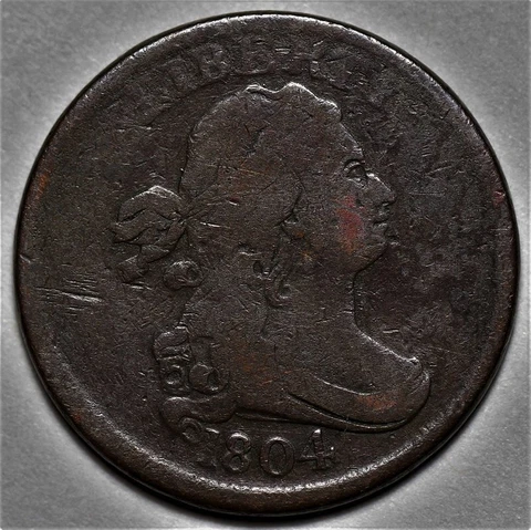 1804 Draped Bust Half Cent - Crosslet 4 With Stems - US 1/2c Copper Penny - L37 Cover