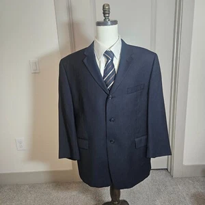 Calvin Klein Men's Suit Blazer Sport Coat 46S 100% Wool Navy Blue Pinstripe - Picture 1 of 20