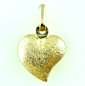 CIONDOLO ORO 18kt CUORE DIAMANTATO PENDENTE GIALLO CATENINA CAVETTO UOMO DONNA - Picture 1 of 6