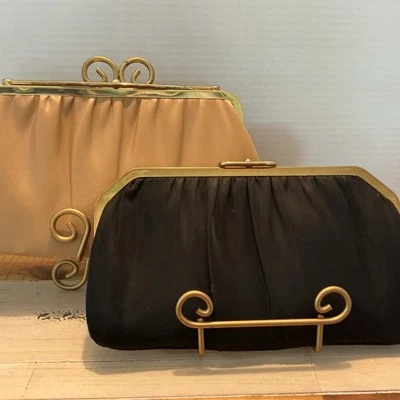 Bolsos Clutch Monederos Vintage Años 60’s-70’s Cierre Único Tostado y Negro 11 x 6 1/2 Foto 1 de 4