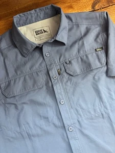 Camicia tecnica Eddie Bauer uomo piccola blu ventilata pesce campeggio escursione bottoni tasche NUOVA - Foto 1 di 6
