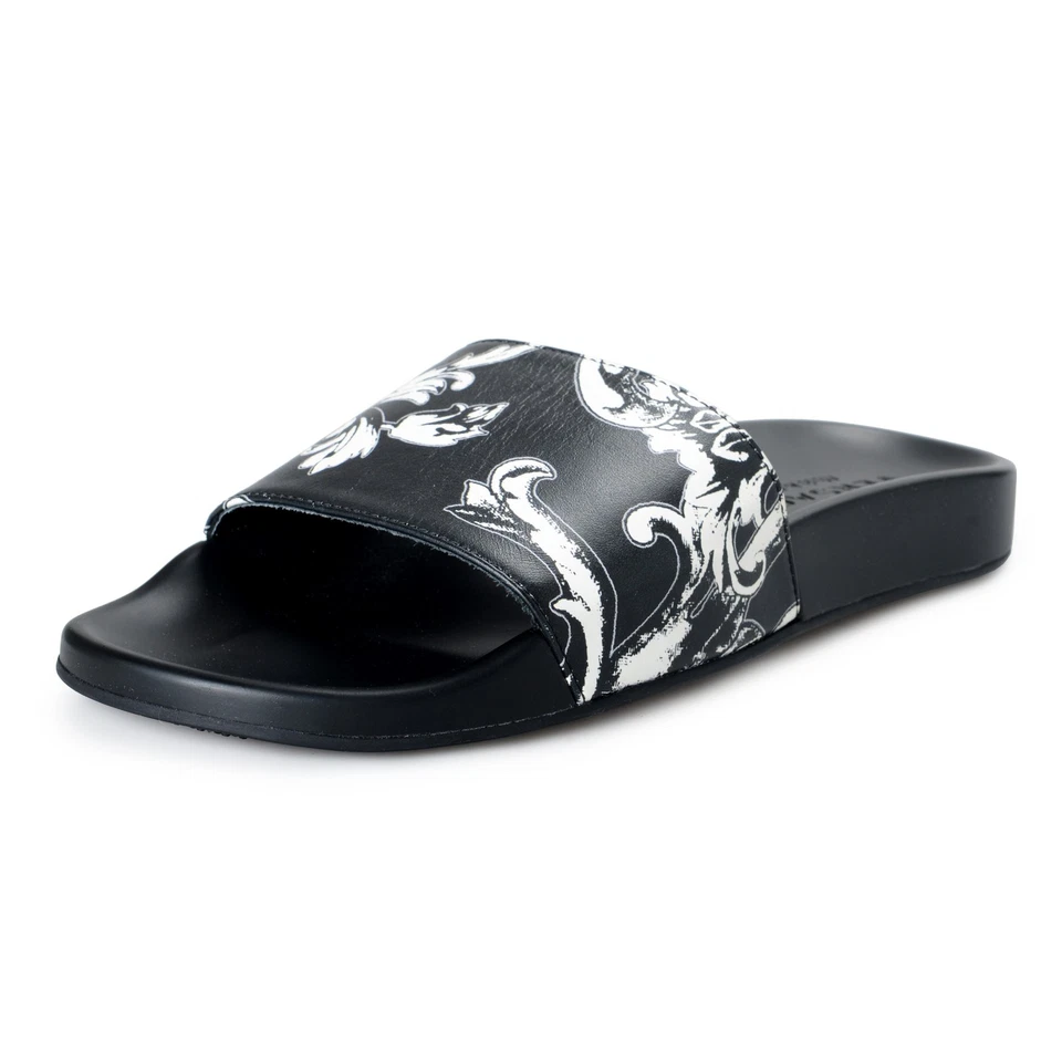 Sandalias Versace Para Hombre Negras Floral Cuero Toboganes Zapatos 6 7 8 9 10 11 Foto 1 de 4
