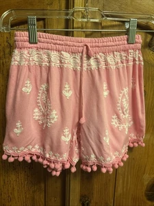 Melissa Odabash Pink Embroidered Pom-Pom Trim Shorts Size Girls 10 NWT - Picture 1 of 4
