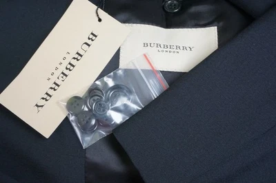 Burberry London Navy Blue Wool 2 Pc Suit Jacket Pants Sz 44R BRAND NEW - Image 1 of 4