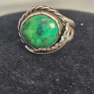 Indianer 925 Sterling Silber Ring mit grünem Türkis Größe 7 zum REPARIEREN - Bild 1 von 9