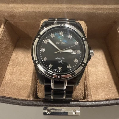 Reloj Bulova Marine Star para hombre diamante negro acero 41 mm esfera MOP 10ATM 98D107 Foto 1 de 4