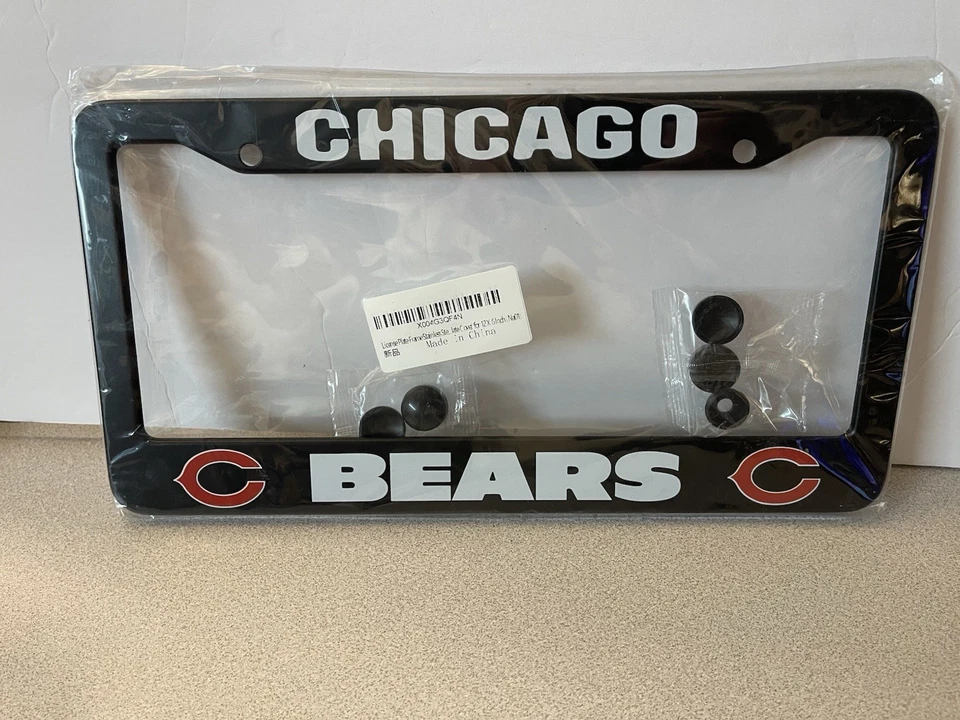 Marco de matrícula de metal negro de acero inoxidable Chicago Bears NFL Foto 1 de 1
