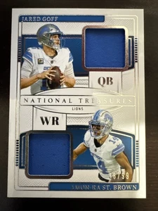 Jared Goff Amon-Ra St. Brown 2024 National Treasures NFL Gear Combo Patch /99 - Bild 1 von 2