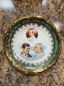 Rare Vintage JFK & Pope Joannes XXIII Pointifex Maximus Pope Paulus PP Plate - Picture 1 of 3